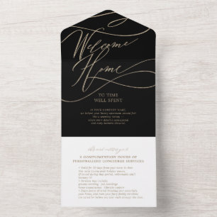 Romantique Gold et Black Welcome Accueil Carte cad
