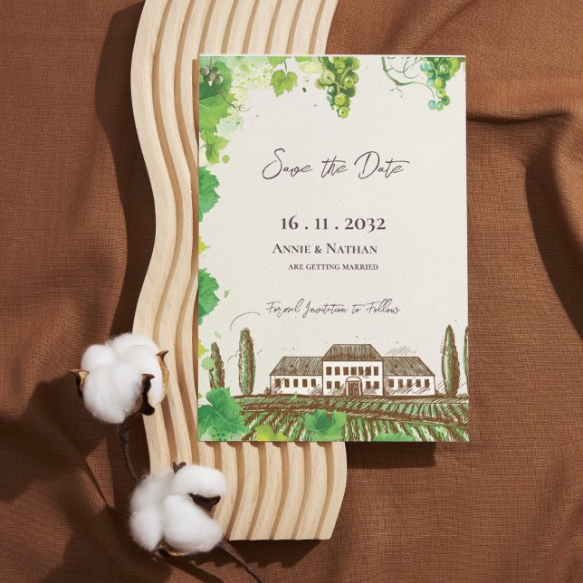 Romantique Grapevine Vignoble Mariage Enregistrer  (Romantic Grapevine Vineyard Wedding Save the Date)