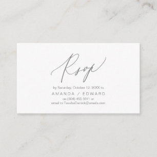 Romantique, gris foncé, Invitation RSVP, répondez