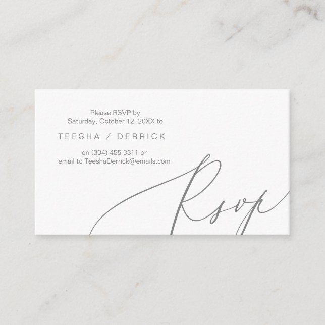 Romantique, gris foncé, Invitation RSVP, répondez (Devant)