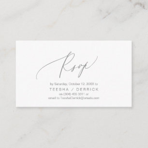 Romantique, gris foncé, Invitation RSVP, répondez