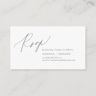 Romantique, gris foncé, Invitation RSVP, répondre