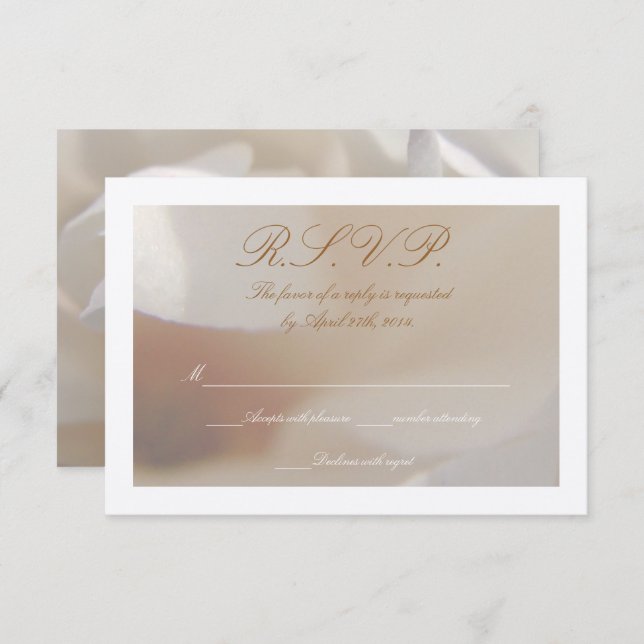 Romantique Ivory Magnolia 2 Mariage RSVP (Devant / Derrière)