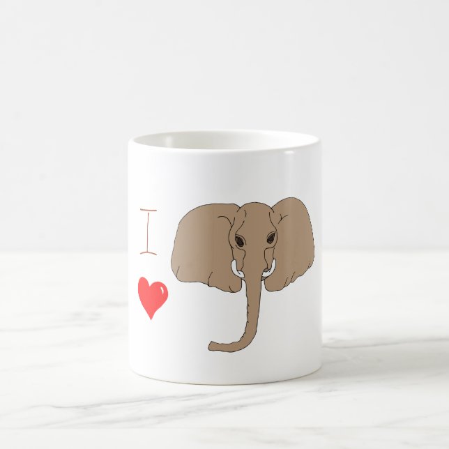 Romantique J'aime les éléphants Café Mug (Centre)