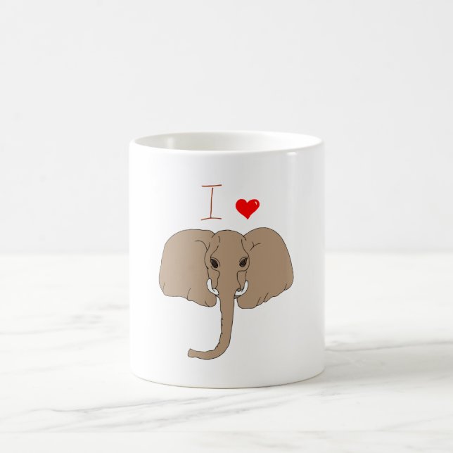 Romantique J'aime les éléphants Café Mug (Centre)