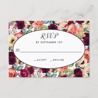 Romantique jardin Floral Mariage RSVP Réponse Répo