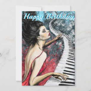 Romantique Lady Piano Music Carte d'anniversaire