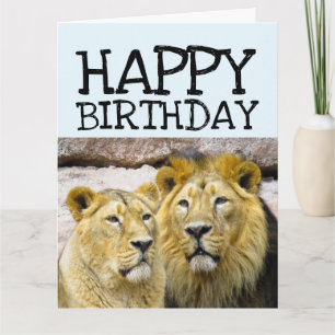 ROMANTIQUE LION COUPLE ANNIVERSAIRE GRANDE CARTE