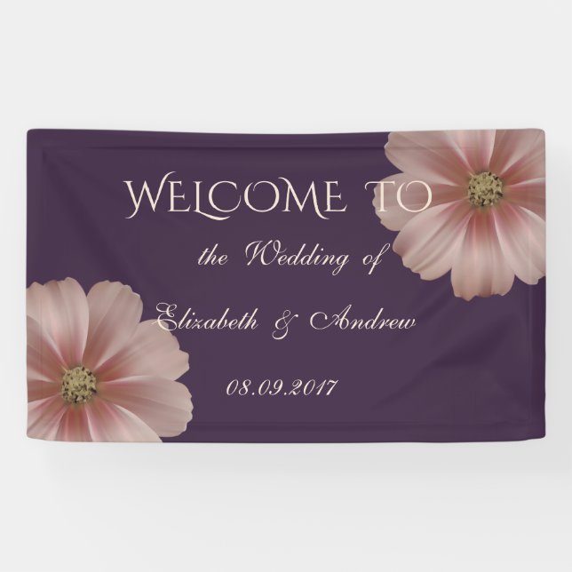 Romantique Moderne Elegant Daisy Bannière Mariage (Horizontal)