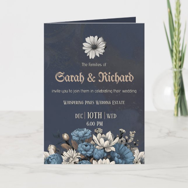 Romantique Moody Blue Photo Invitation (Devant)