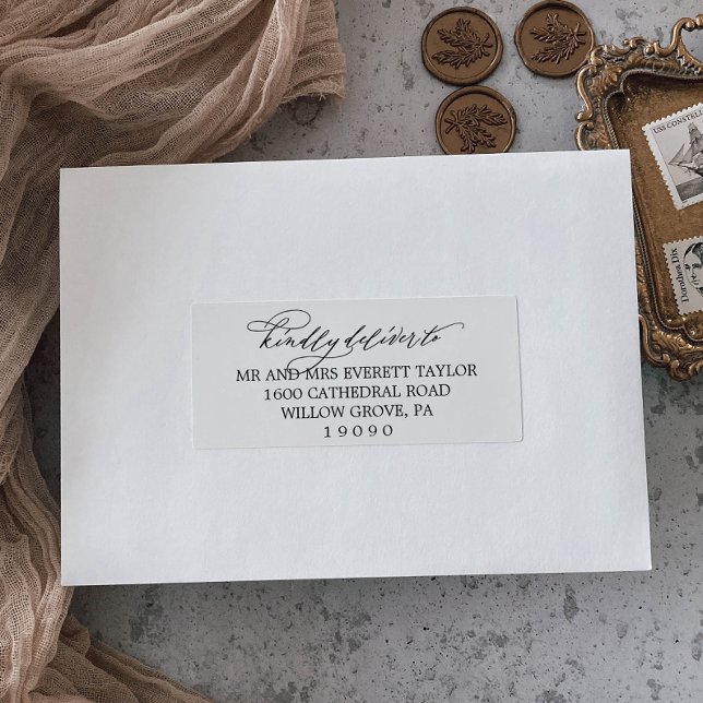 Romantique Noir Calligraphie Étiquettes de adresse (Créateur téléchargé)