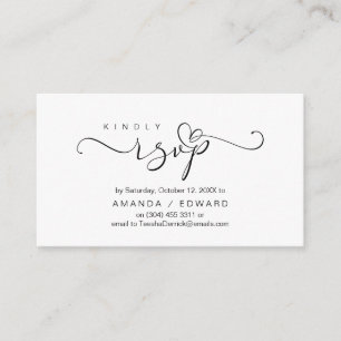 Romantique, Noir, Invitation RSVP, répondez