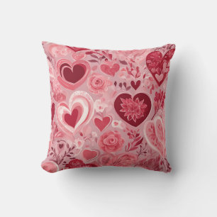 Romantique Peint Coussin avec Coeurs