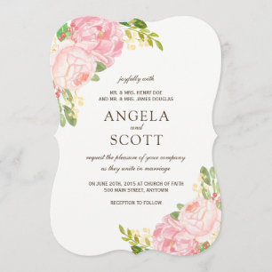 Romantique Peony rose invitation mariage