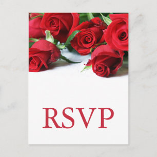Romantique Red Roses Mariage RSVP carte postale