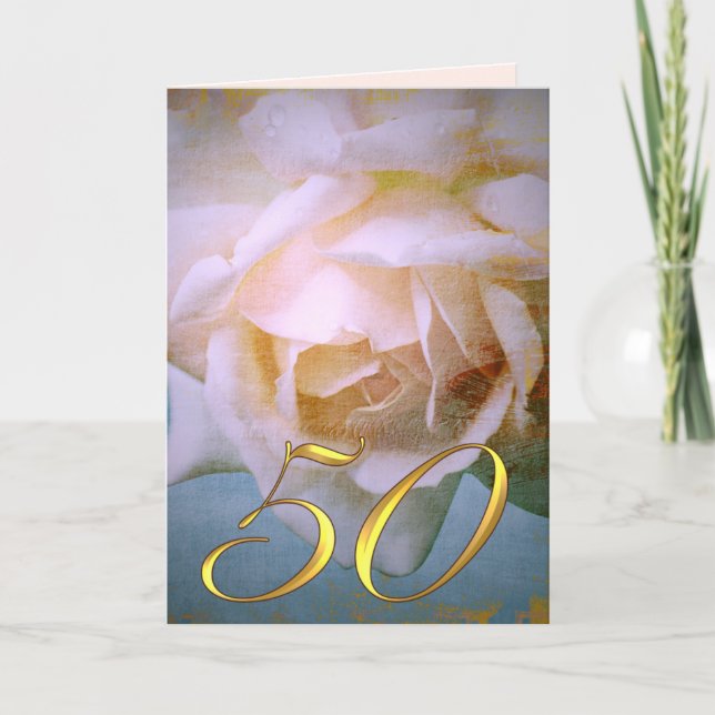 Romantique Rose 50 texte mariage anniversery carte (Devant)