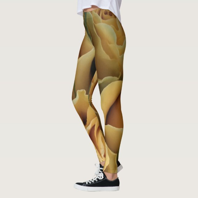 Romantique Rose Fleurs d'or Jaune Leggings floraux (Gauche)