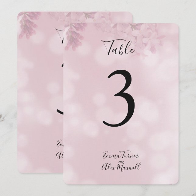 Romantique rose floral | Cartes de numéro de table (Devant / Derrière)