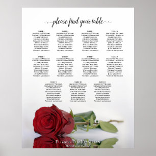 Romantique Rose rouge 11 Table Mariage Tableau de