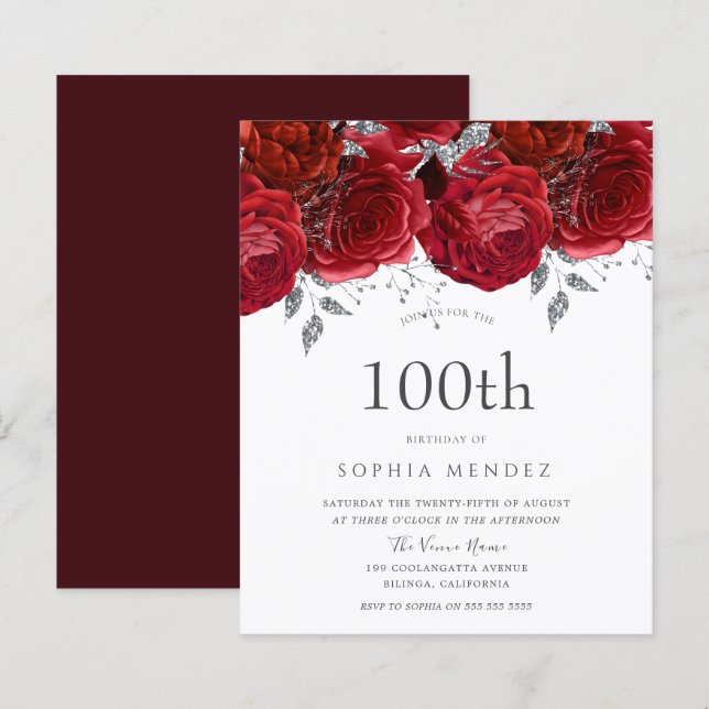 Romantique Rose rouge argent 100e anniversaire Inv (Devant / Derrière)