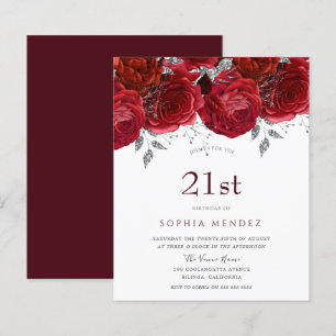 Romantique Roses Rouges Argent 21ème anniversaire