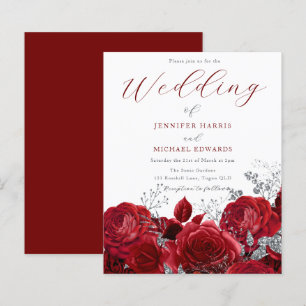 Romantique Roses rouges Faire-part de mariage budg