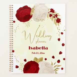 Romantique rouge foncé & fleurs blanches