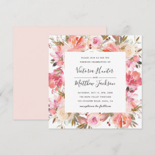 Romantique rougissent le faire-part de mariage