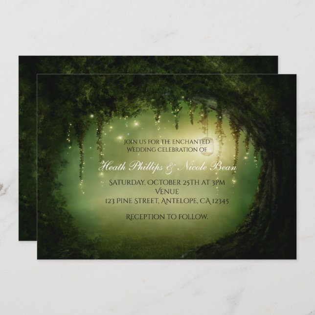 Romantique Rustique Enchanted Forêt Invitations (Devant / Derrière)