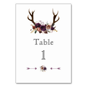 Romantique Rustique Marsala Floral Numéro de table