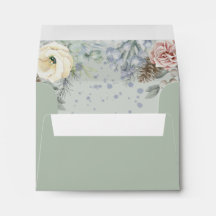 Romantique Sage Blush Fleurs de mariage RSVP Envel