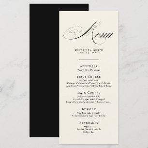 Romantique Script Calligraphie Détails Menu Mariag
