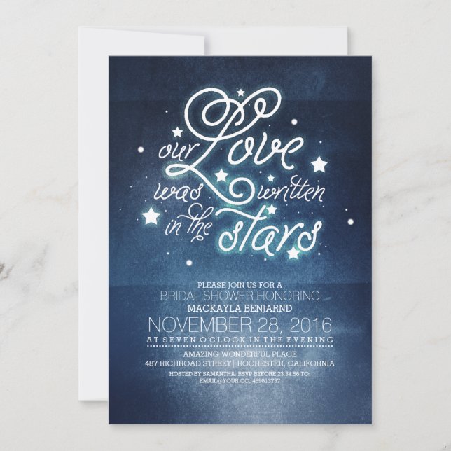 Romantique Stars Invitation de douche nuptiale (Devant)