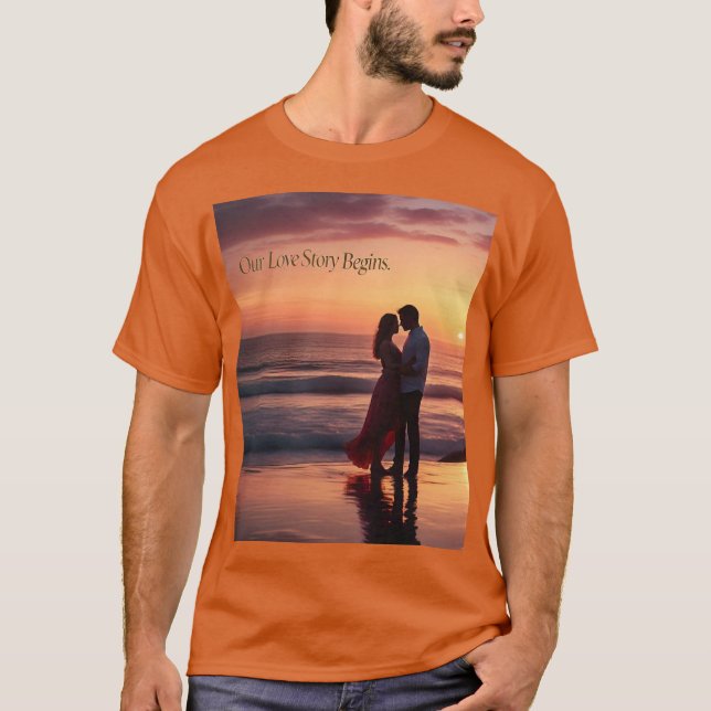 Romantique Sunset Love Story Mens Tshirt (Devant)