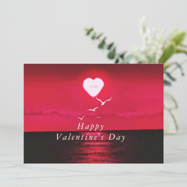 Romantique Sunset Love Valentine's Day Card (Debout devant)