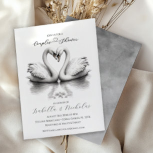 Romantique Swan Couples Douche Invitation