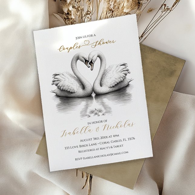 Romantique Swan Couples Douche Invitation (Couples Shower)