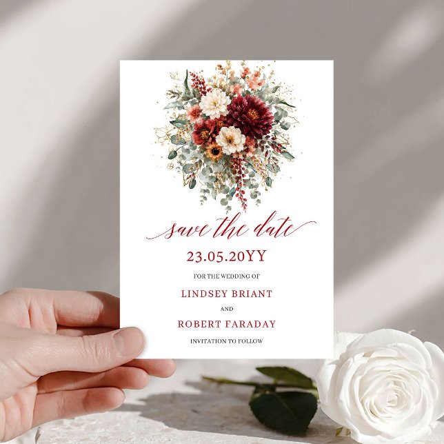 Romantique Terracotta Bohème Or Faire-Part de Cons (Romantic Terracotta Boho Gold Save The Date

)