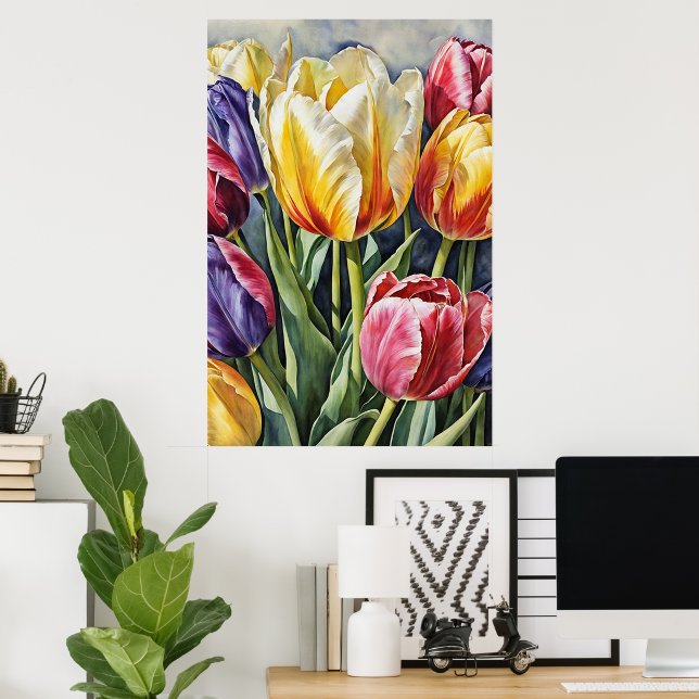 Romantique Tulip Blossom Poster Art (Bureau à domicile)