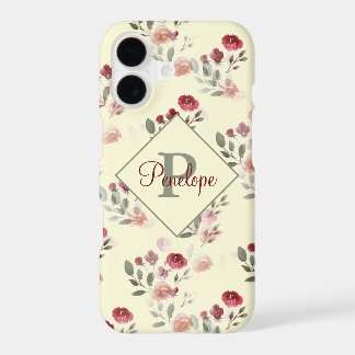 Romantique Vintage aquarelle Rose Motif Monogramme
