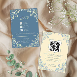 Romantique Vintage Beurre jaune et bleu carte RSVP