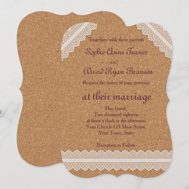 Romantique Vintage dentelle Faire-part de mariage  (Devant / Derrière)