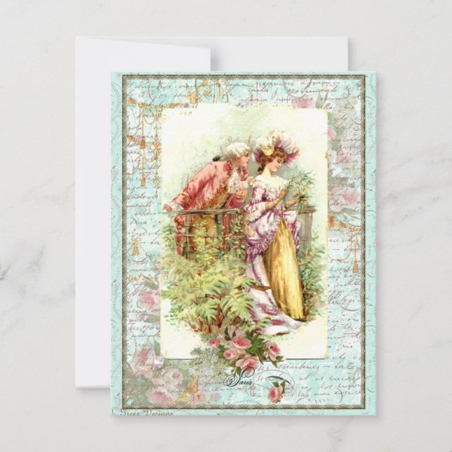Romantique Vintage Regency Couple avec Roses (Devant)