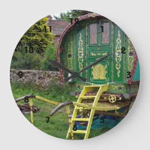 Romany Gypsy bowtop wagon grande horloge