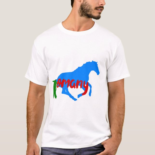 Romany Texte tzigane et cheval T-shirt (Devant)