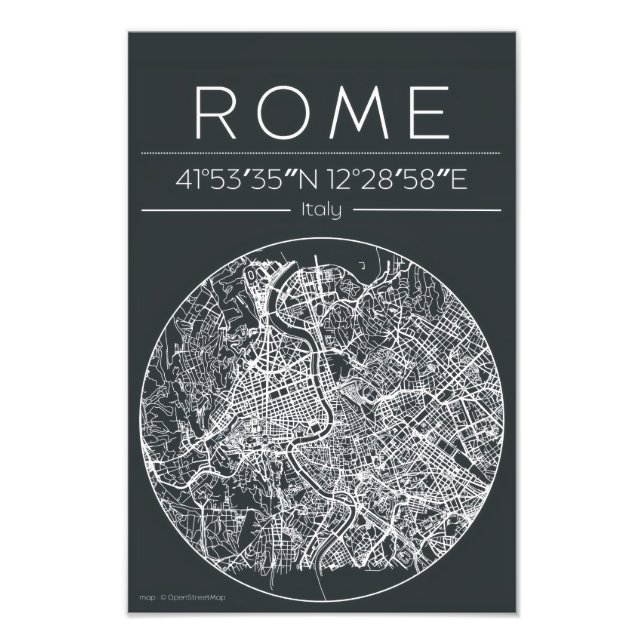 Rome Circular City Map Poster Minimal Urban Poster (Devant)