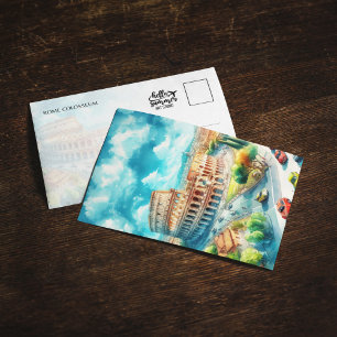 Rome Colisée Italie Aquarelle Carte postale