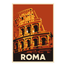 Rome Colosseum Poster Vintage Travel Italy 