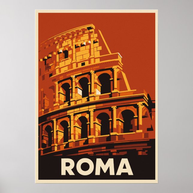 Rome Colosseum Poster Vintage Travel Italy  (Devant)