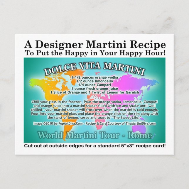 Rome Dolce Vita World Tour Martini Recette Carte (Devant)